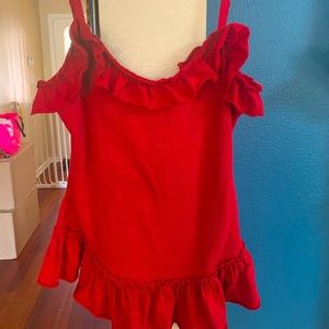 Betsey Johnson red ruffle camisole